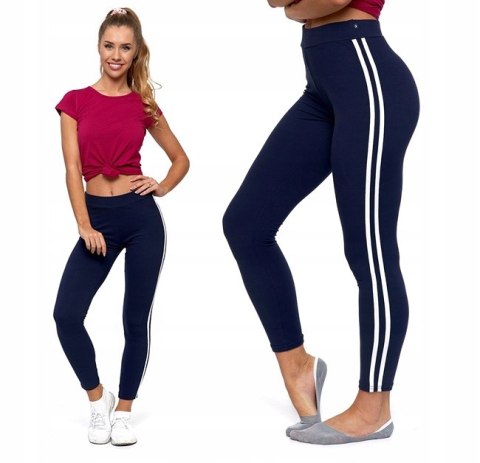 MORAJ FIT LEGGINSY z lampasami KRYJĄCE getry S/M